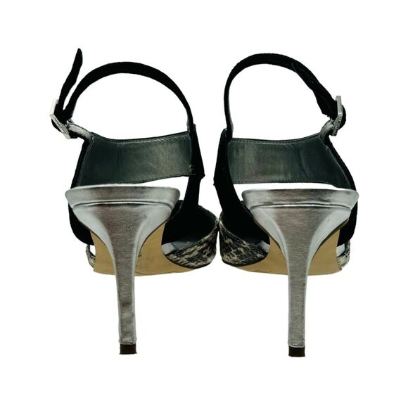 Sam Edelman Ola Slingback Pumps Womens 8.5M Ivory Black Snake Print Pointed Toe - Picture 9 of 16